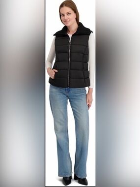 Laundry By Shelli Segal Black Quilted Puffer Vest
